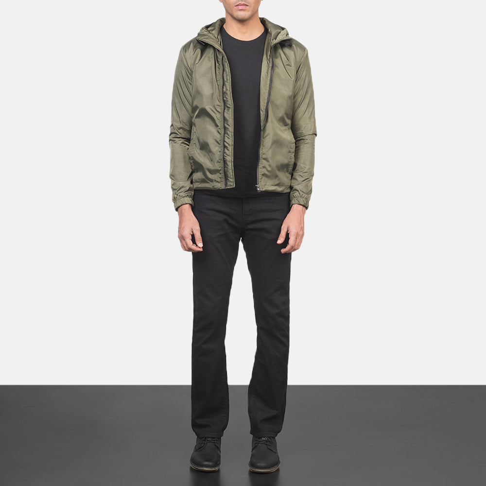 Jimmy Green Hooded Windbreaker Jacket - Boční pohled ukazující ergonomický střih rukávů
