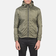 
Detailní pohled of High Neck with Hood & Zipper with wind flap Hardware on Jimmy Olivově zelená Hooded Windbreaker Kožená bunda pro Pány