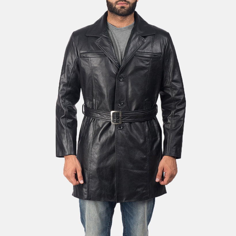 Jordan Černá Leather Coat pánská