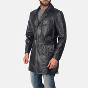 
Black Cowhide leather Coat - Zadní pohled s definovanými rameny a čistým lemem