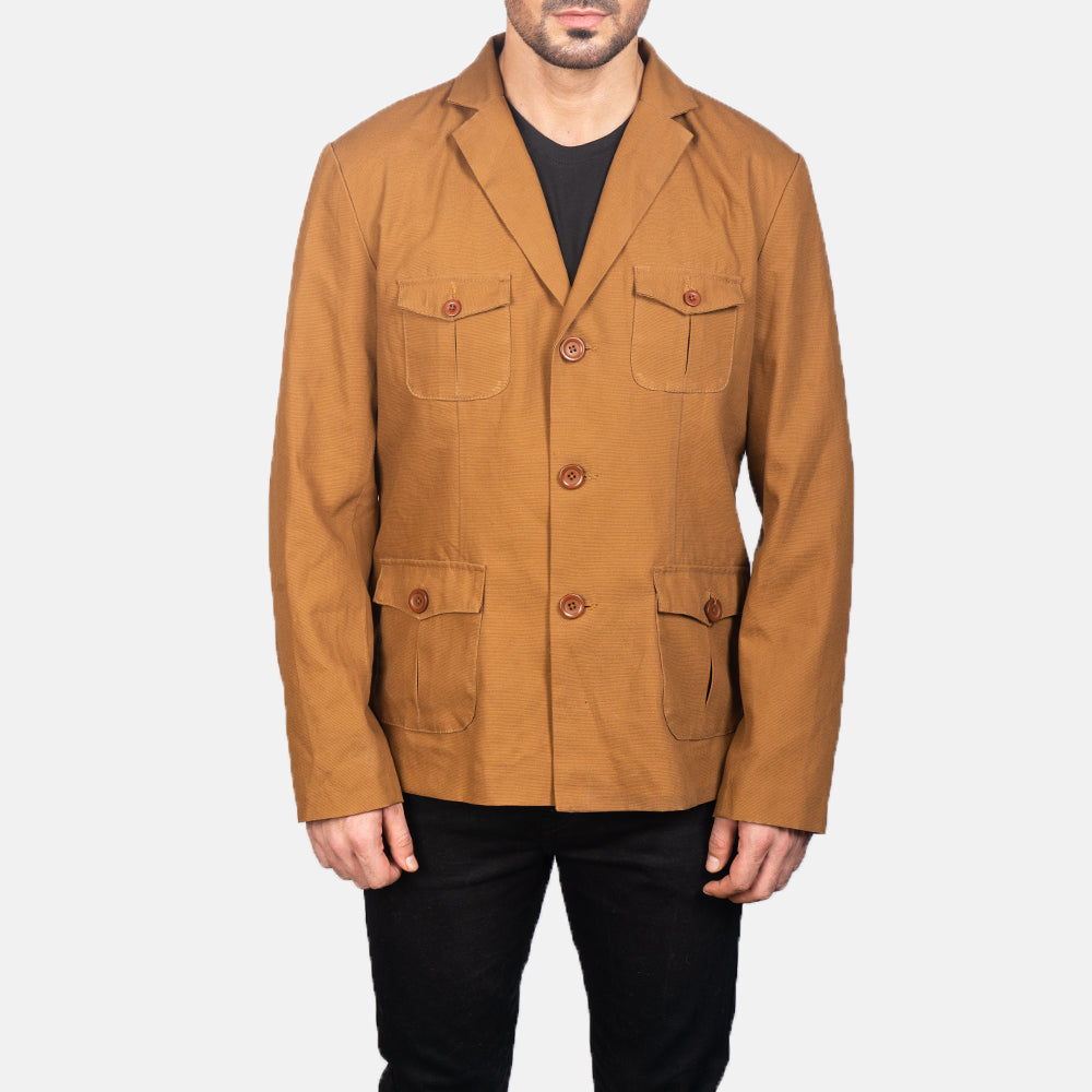 
Detailní pohled of Notch & Button Hardware on Kajetan Khaki Safari Kožená bunda pro Pány