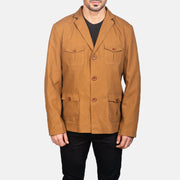 
Detailní pohled of Notch & Button Hardware on Kajetan Khaki Safari Kožená bunda pro Pány