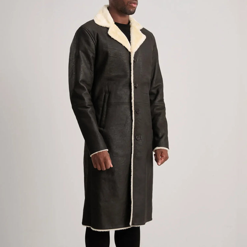Kolby Hnědá Shearling Kožený kabát pro Pány