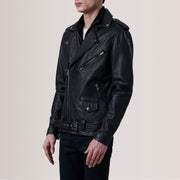 
Kole Černá Leather Double Rider Kožená bunda pro Pány For Men - Boční pohled ukazující ergonomický střih rukávů