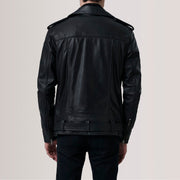 
Detailní pohled of Notch & Zipper & Waist Straps Hardware on Kole Černá Leather Double Rider Kožená bunda pro Pány For Men