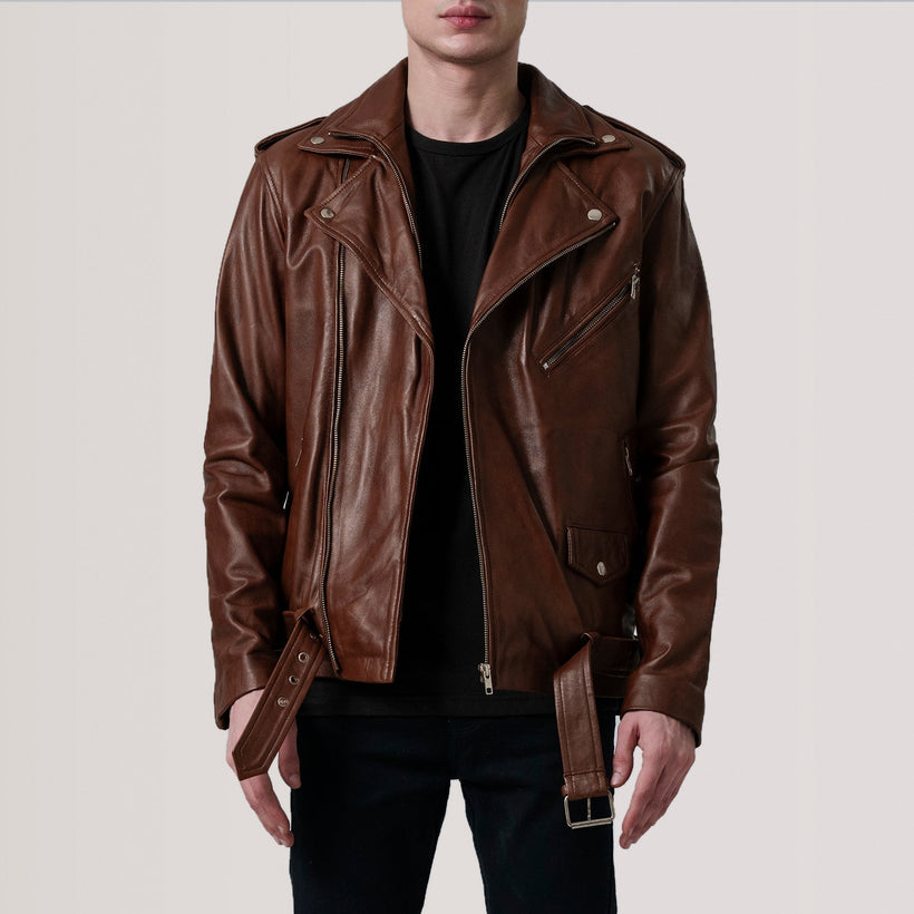 Kole Waxed Hnědá Leather Double Rider Kožená bunda pánská