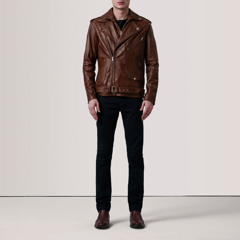 Kole Waxed Hnědá Leather Double Rider Kožená bunda pánská