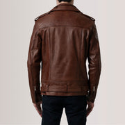 
Detailní pohled of Notch & Zipper & Waist Straps Hardware on Kole Waxed Hnědá Leather Double Rider Kožená bunda pro Pány