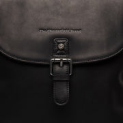 Vermont Full-Grain Leather Backpack - Structured Side Profile Showing Gusset Depth &amp; Expansion Capacity