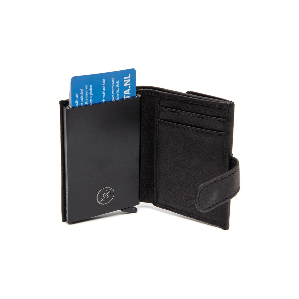 
Classic 100% Full-Grain Leather Card Holder - Zadní pohled se zesílenými koženými popruhy
