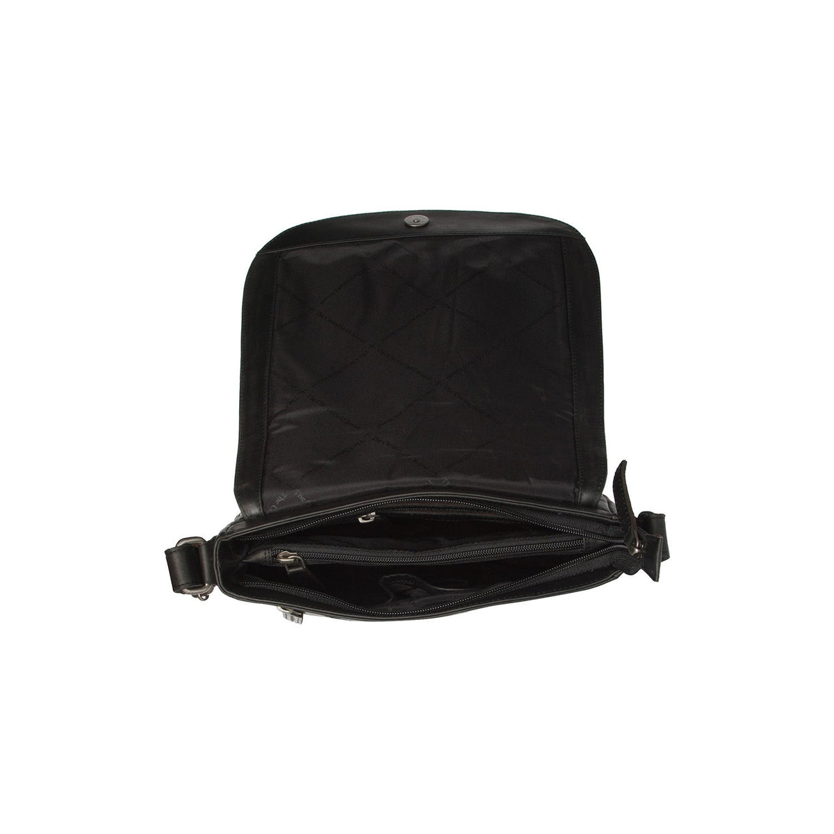 
Everglades Kožená crossbody taška - Strukturovaný boční profil ukazující hloubku a kapacitu