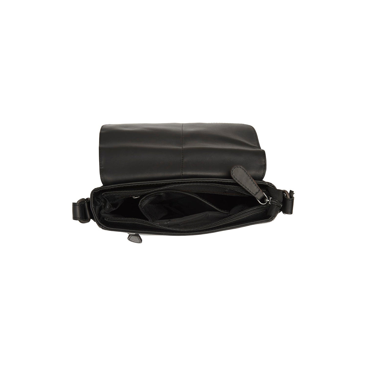 
Solid Antique Brass Hardware & Heavy-Duty Dual Zipper Detail on Lucian Kožená crossbody taška