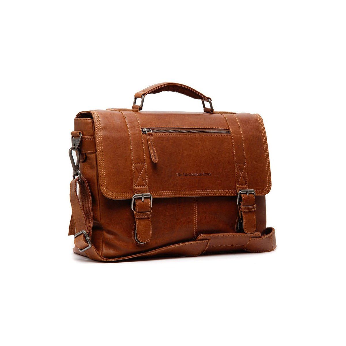Imperia Full-Grain Leather Laptop Bag ze 100% klasické plnolícové kůže - Full Exterior Přední pohled a přiléhavá silueta | Koupit online