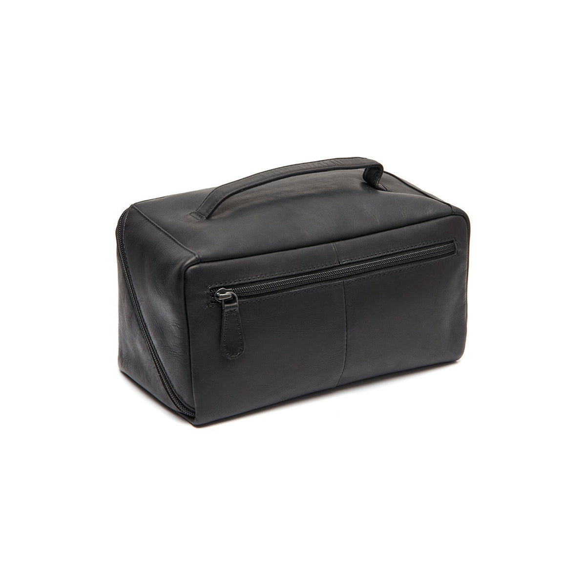 Tailored Rib Cuffs &amp; Hem Craftsmanship Construction Detail on Trevia Full-Grain Leather Toiletry Bag