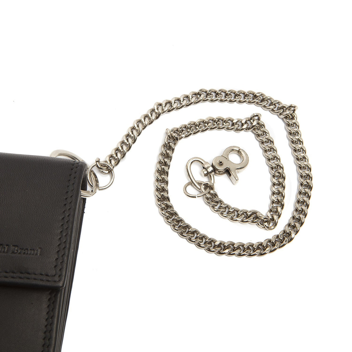 
Solid Antique Brass Hardware & Heavy-Duty Dual Zipper Detail on Elba Pravá plnolícová kůže Waiter Kožená peněženka