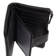 Solid Antique Brass Hardware &amp; Heavy-Duty Dual Zipper Detail on Landau Full-Grain Leather Wallet