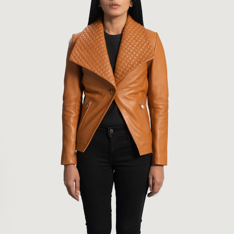 Lee Světle hnědá Hnědá Leather Blazer dámská