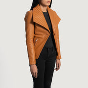 
Tan Brown Sheepskin leather Blazer - Zadní pohled s definovanými rameny a čistým lemem