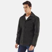 
Black Cowhide leather Blazer - Zadní pohled s definovanými rameny a čistým lemem