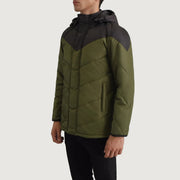 
Black & Green Full-Grain Leather Hooded Jacket - Zadní pohled s definovanými rameny a čistým lemem