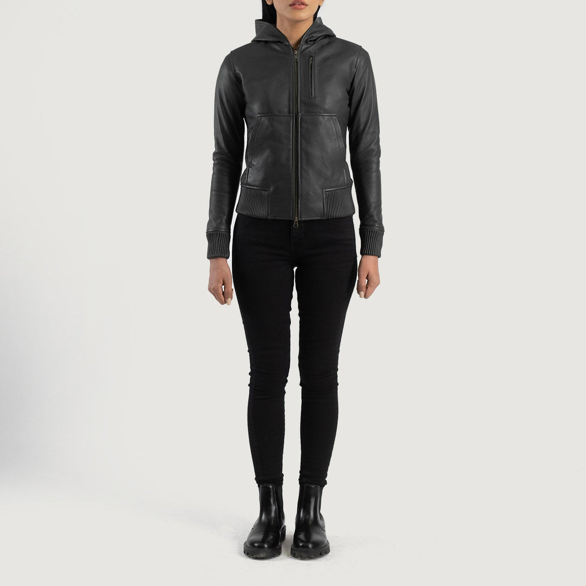 
Luna Hooded Kožená bomber bunda pro Dámy – alternate product view 3