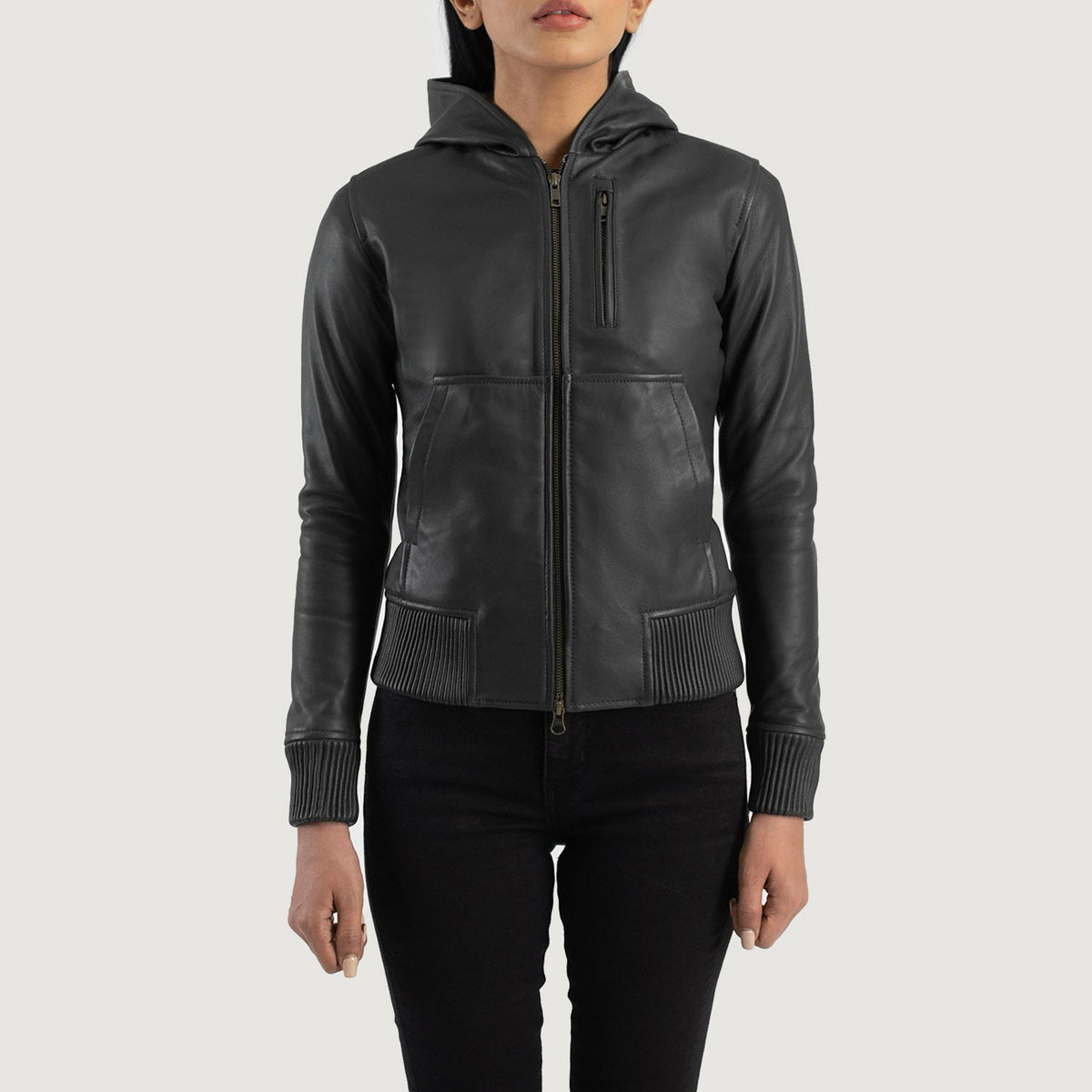
Luna Hooded Kožená bomber bunda pro Dámy – alternate product view 4