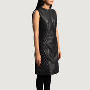 
Black Sheepskin leather Coat - Zadní pohled s definovanými rameny a čistým lemem