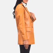 
Detailní pohled of Notch & Leather Buttons Hardware on Marilyn Tan Brown Leather Blazer