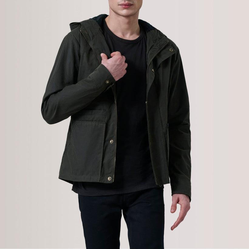 Marlo Olive Canvas Hooded Work Kožená bunda pánská
