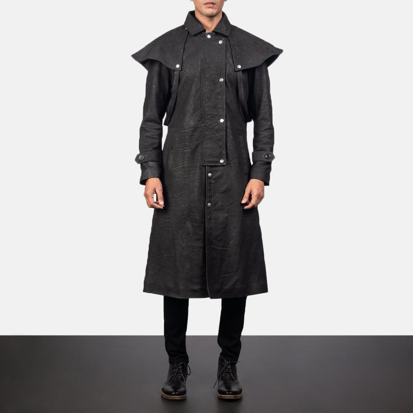 Maverick Černá Leather Duster pro Pány