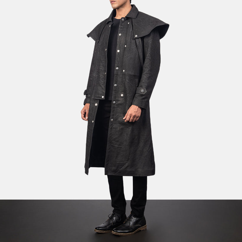 Maverick Černá Leather Duster pro Pány