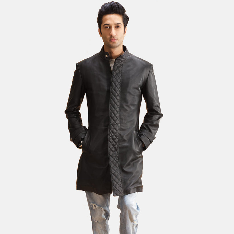 Midlander Quilted Černá Leather Coat pánská
