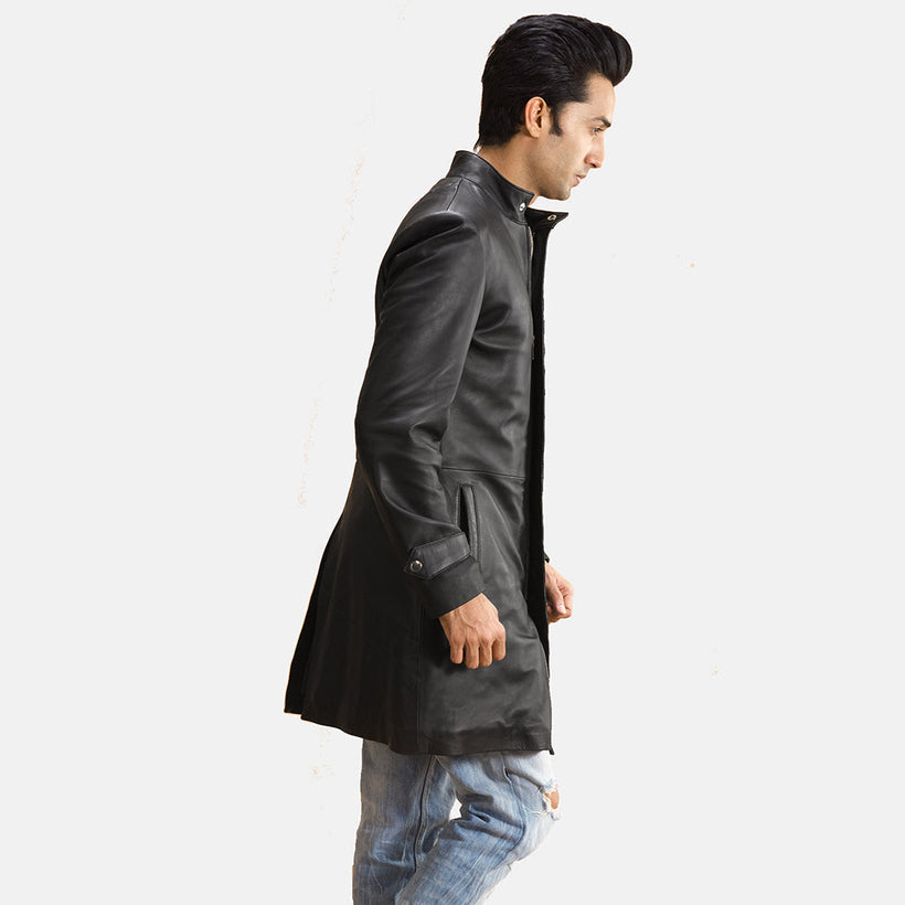 Midlander Quilted Černá Leather Coat pánská