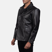 
Black Cowhide leather Blazer - Zadní pohled s definovanými rameny a čistým lemem