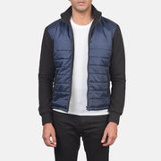 
Nashville Prošívaná Modrá Windbreaker Kožená bunda pro Pány in Blue & Black Nylon (Torso) &Amp; Knitted Fabric (Sleeves) - Přední pohled a přiléhavá silueta | Koupit online