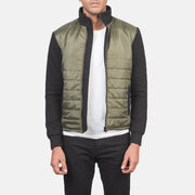 
Nashville Prošívaná Olivově zelená Windbreaker Kožená bunda pro Pány in Green & Black Nylon (Torso) &Amp; Knitted Fabric (Sleeves) - Přední pohled a přiléhavá silueta | Koupit online