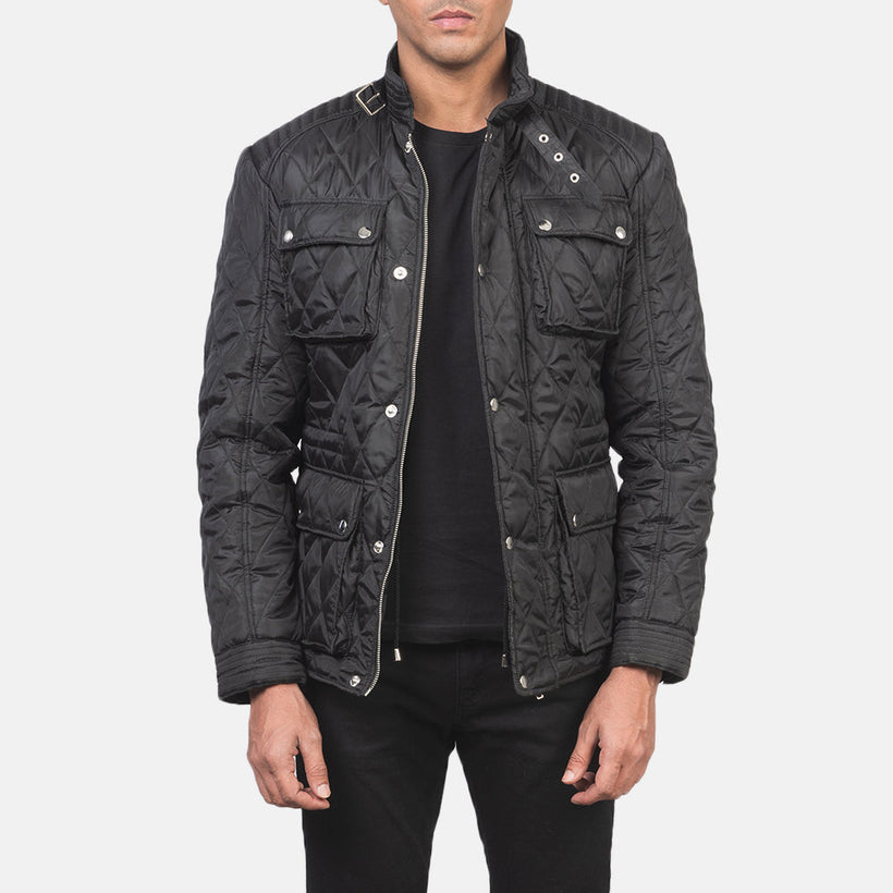 Nelson Quilted Černá Windbreaker Kožená bunda pánská