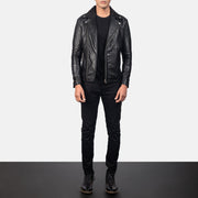 
Detailní pohled of Notch & Zipper Hardware on Noah Black Leather Biker Jacket