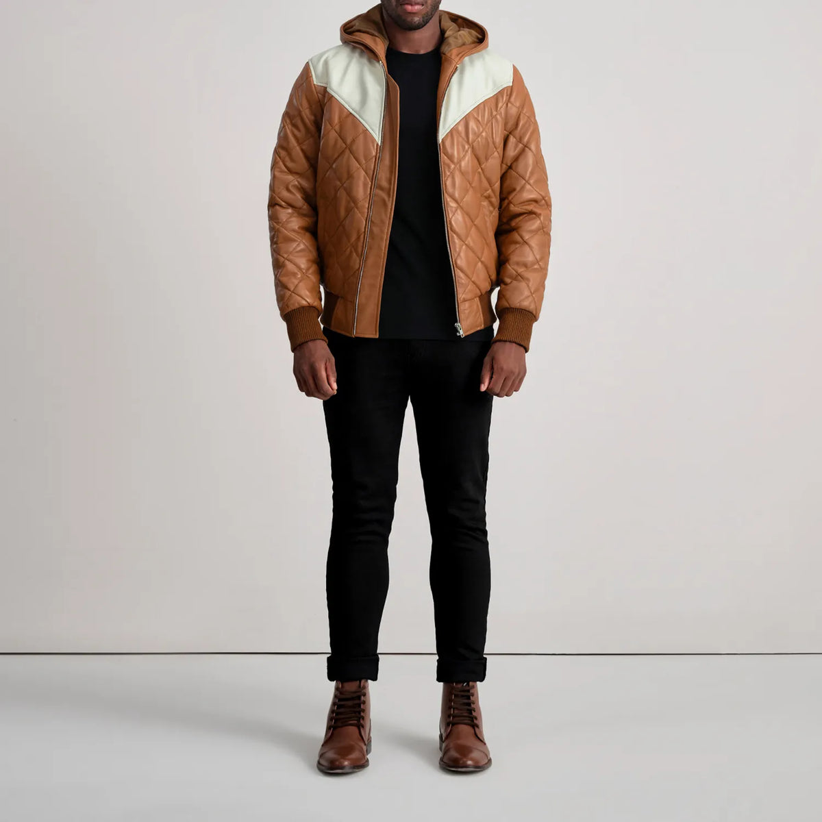 
Norman Kožená bunda Světle hnědá Puffer Kožená bunda pro Pány – alternate product view 3
