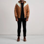 
Norman Kožená bunda Světle hnědá Puffer Kožená bunda pro Pány – alternate product view 3