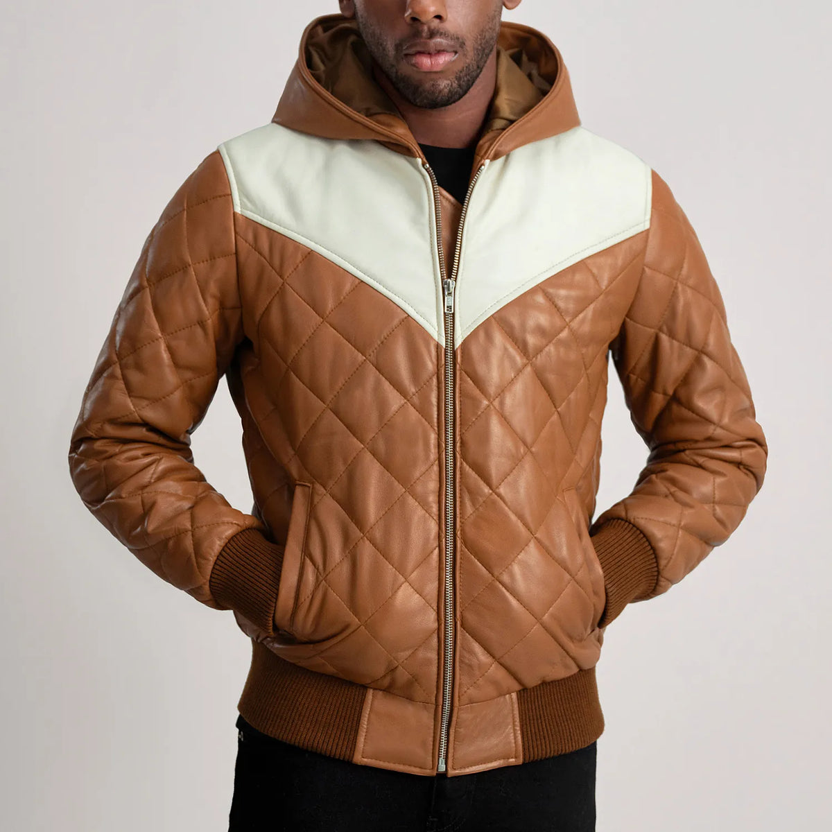 
Norman Kožená bunda Světle hnědá Puffer Kožená bunda pro Pány – alternate product view 4