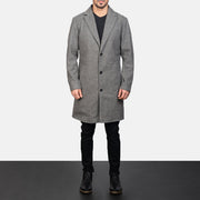 
Petrillo Grey Wool Single Breasted Kožený kabát pro Pány - Boční pohled ukazující ergonomický střih rukávů