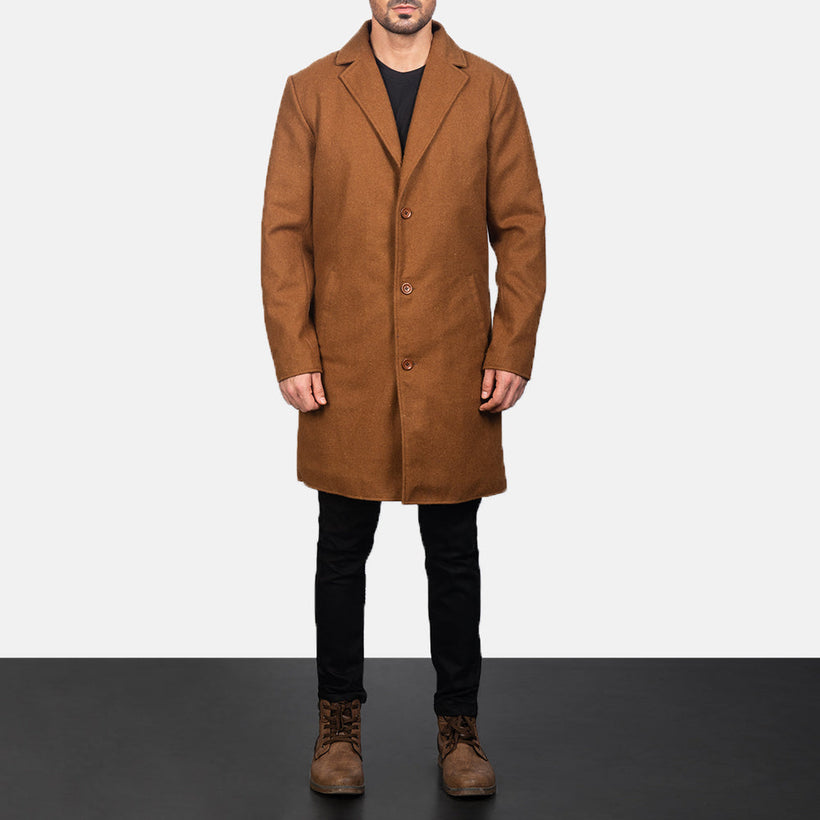 Petrillo Khaki Wool Single Breasted Kožený kabát pro Pány