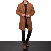 
Khaki Synthetic Wool Trench Coat - Zadní pohled s definovanými rameny a čistým lemem
