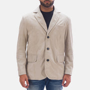 
Professor By Day Suede Kožené sako pro Pány in Off White (Greyish) Goatskin Suede - Přední pohled a přiléhavá silueta | Koupit online