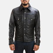 
Black Sheepskin leather Jacket - Zadní pohled s definovanými rameny a čistým lemem