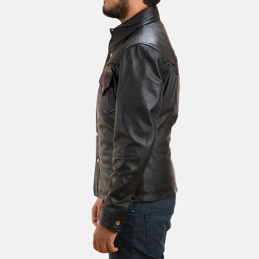 
Detailní pohled of Shirt & Button Hardware on Ranchson Černá Leather Shirt pro Pány