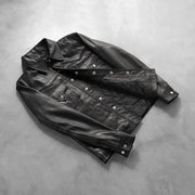 
Button & Hem Craftsmanship Construction Detail on Ranchson Černá Leather Shirt pro Pány