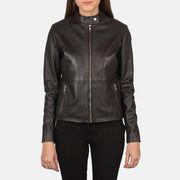 
Rave Brown Leather Biker Jacket in Brown Sheepskin Leather - Přední pohled a přiléhavá silueta | Koupit online