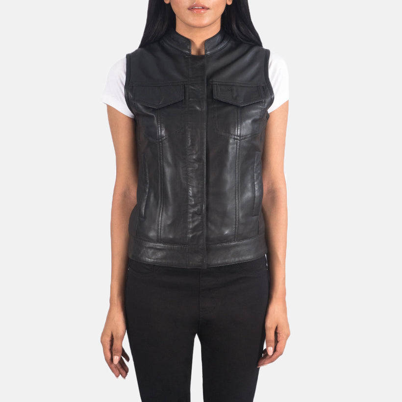 Rayne Moto Černá Leather Vest dámská